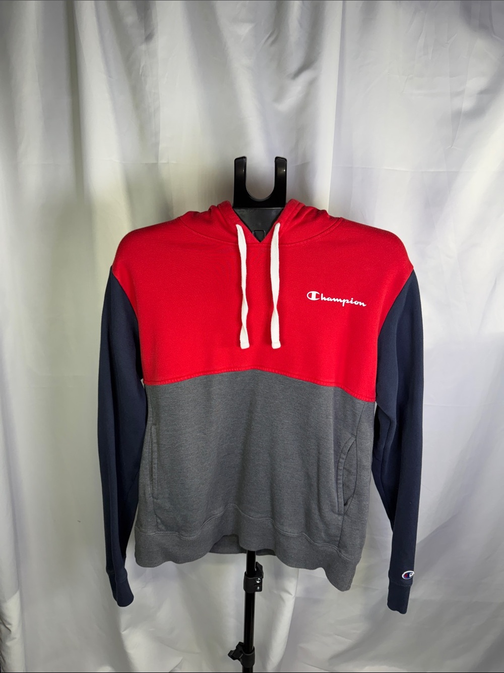 Champion Red, Gray & Navy Colorblock Hoodie